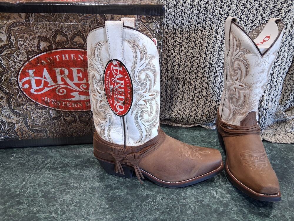 Laredo Boots Women's Style 51091 Myra Leather Western Cowboy Sand White